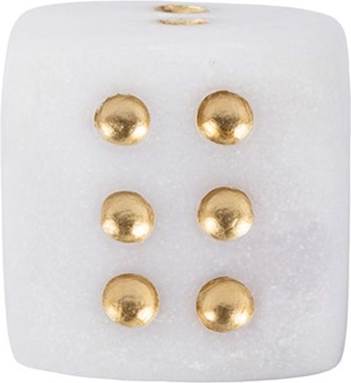 Polyresin Dice White Gold 12.5x12.5x13cm 819-01930 Estheti 819-01930