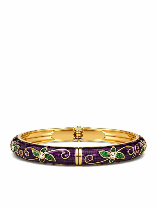 Women's Bracelet Handcuffs with Flower Design Gold Plated 6cm