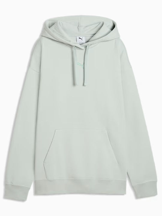 PUMA Logo Jachetă Lungă Dama Fleece Cu Glugă Mentă