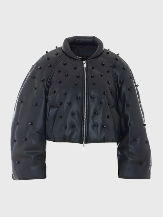Lange Damen Bomber Jacke Schwarz