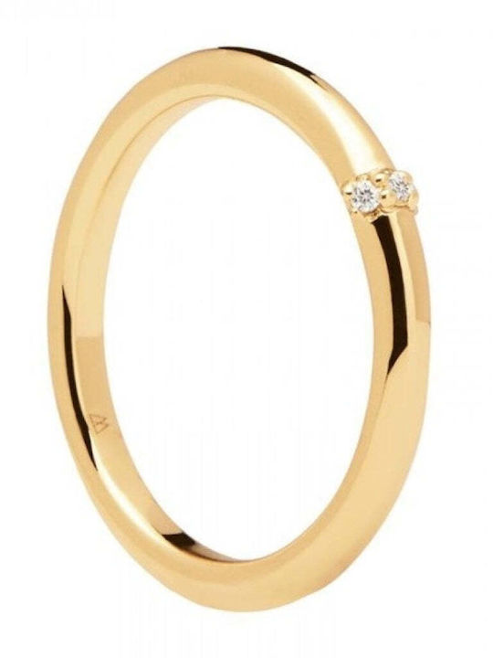 P D Paola Damentlicher Ring mit Zirkon aus vergoldetem Silber