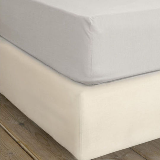 Nima Unicolors Чаршаф Кралски Размер с Ластик 160x200+35см Oat Beige