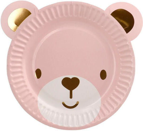Festa Paper Plate 18cm 6 Pieces Gold Baby Girl Bear