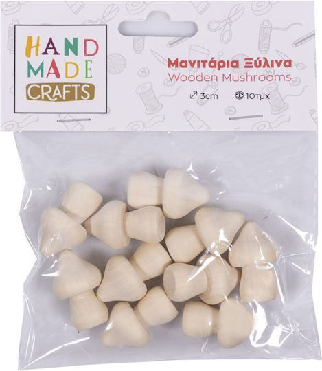 Hand Made Crafts Wooden Mushrooms 3cm 10 Pieces