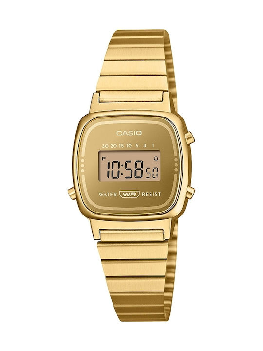 Casio Ceas Digital Pentru Bărbați 15mm Cu Baterie Cu Curea Din Cauciuc Aurie