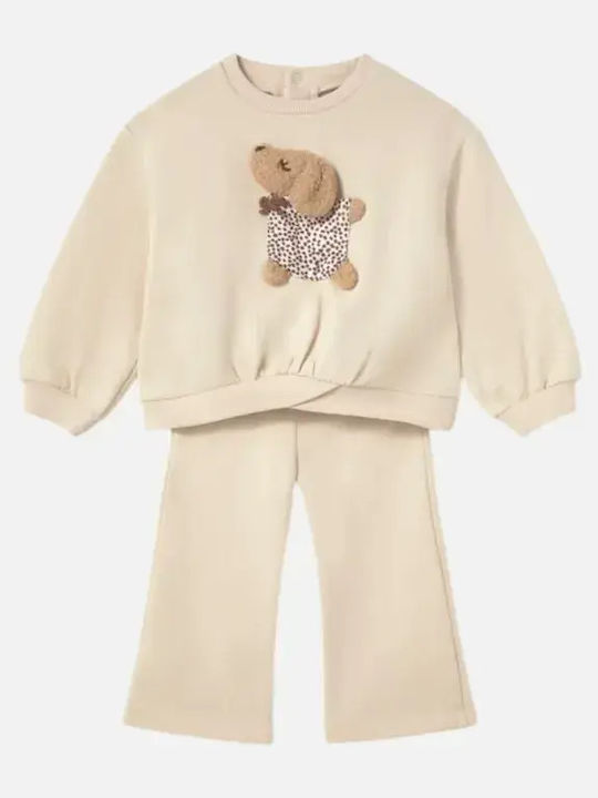 Mayoral Kids Sweatpants Set Beige 2 Pieces