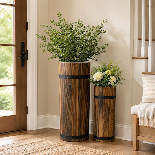 Galifas Set Of Brown Ceramic Floor Vases 2 Pieces