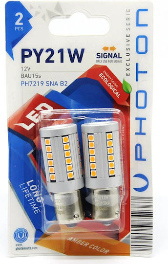 Photon Autolampen & Motorradlampen P21W Canbus LED Orange 12V 2Stück