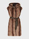 Sleeveless Short Women's Fur Brown