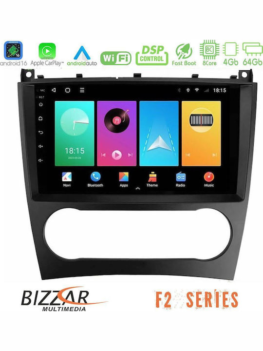 Bizzar Auto-Audiosystem für Mercedes-Benz C Klasse / CLK Klasse mit Touchscreen 9" Bluetooth USB WiFi GPS Apple CarPlay Android Auto