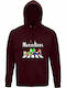 Hoodie Organic Unisex " Mario Bros Super Mario Characters On Abbey Road " Burgundy