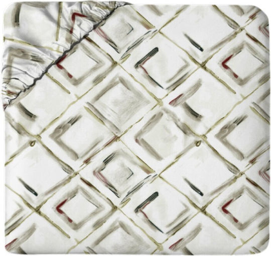 To megalo pazari Il-line Cearceafuri De Pat Semi-dublu Cu Hugger Din Cauciuc 120x200+30cm Alb Verde