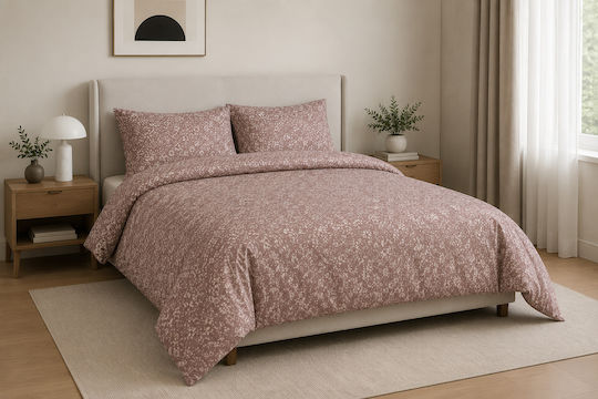 Lumora Чаршаф Двойно с Еластична Лента 165x200+30см Lumora Flowers Розов