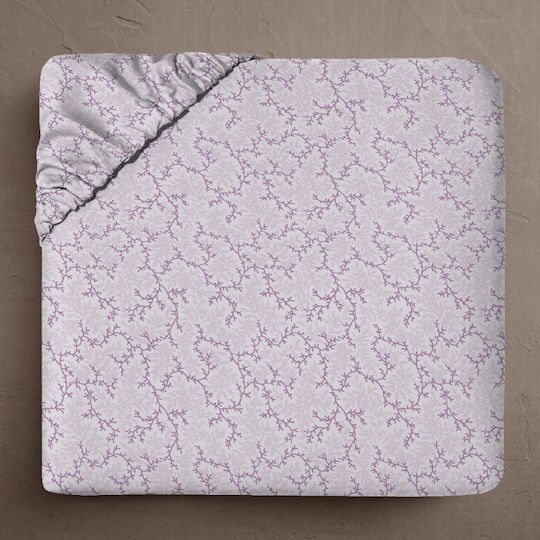 Isadore Lorraine Fresh Line Single Bed Sheet With Rubber Hugger 100x200+30cm Coral Vines Orchid Lilac