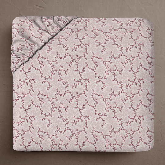 Isadore Lorraine Fresh Line Bettlaken Doppel mit Gummibettlaken 140x200+30cm Korallenranken dunkel mauve