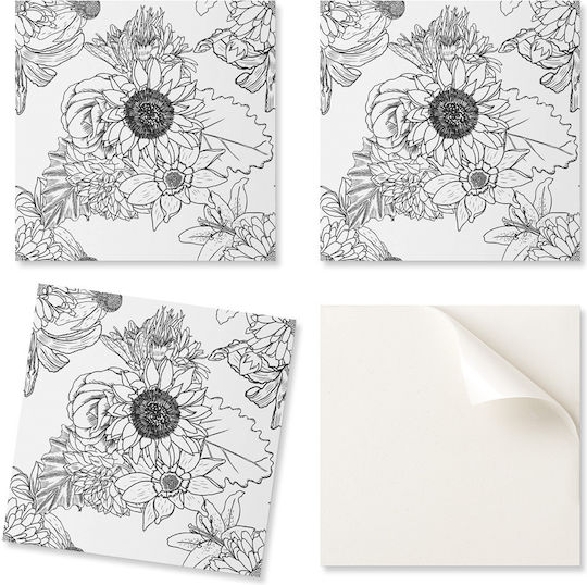 PVC Tiles Linear Flower Shape Ideal For Hallway 4x50x50 Pcs