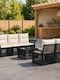 Garten- und Outdoor-Möbelsets Wohnzimmer Typsatz 6 Stück Schwarz mit Kissen