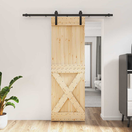 Vidaxl Συρόμενη Πόρτα Φυσικό Μαύρο 70 X 210 Cm