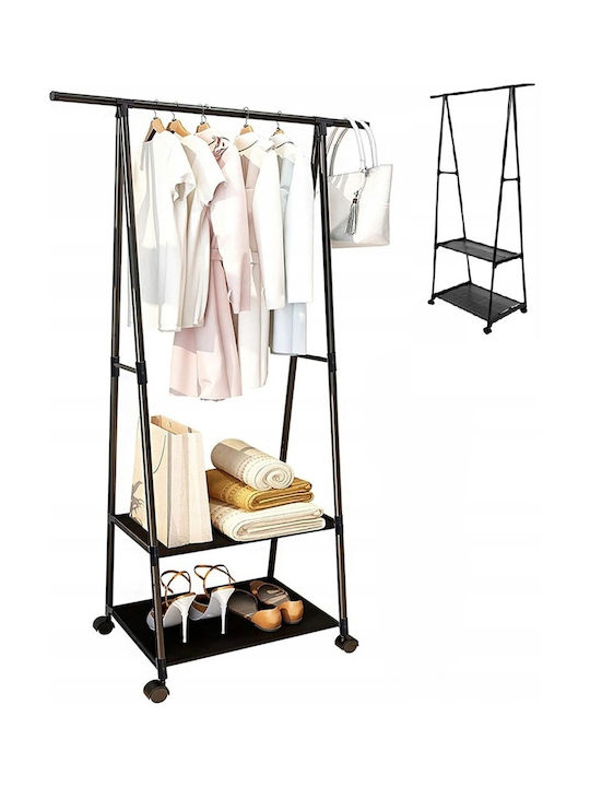 Cuiere de Podea Cu Roți Din Metal Negru 85x37x158cm