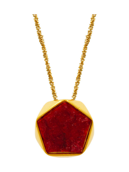 Bizoutaki Necklace From Gold Plated Silver Red