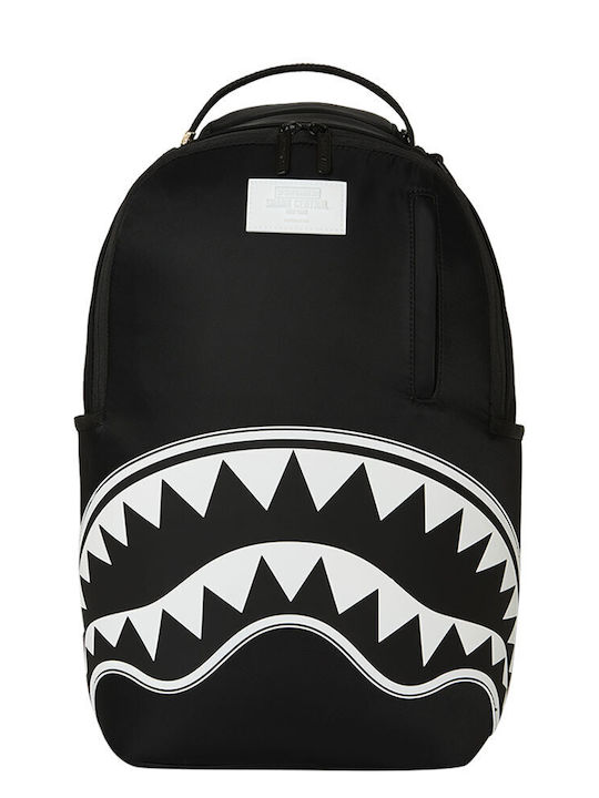Sprayground School Backpack Junior High-High School Shark Central Wht Stencil Shark Blk Nylon