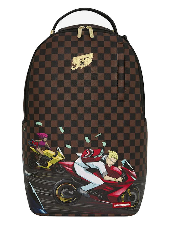 Sprayground School Backpack for Junior High School - High School with Water Bottle Holder Brown 29 x 15 x 45.7cm