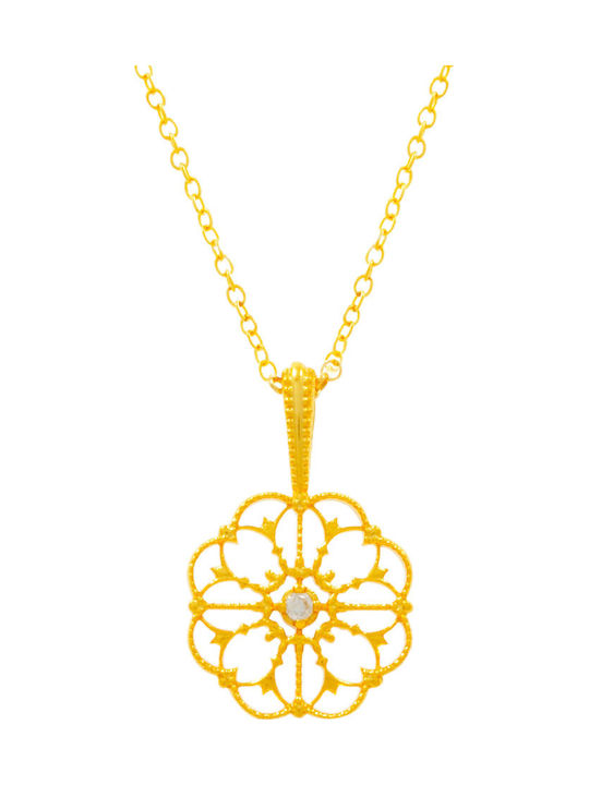 Bizoutaki Necklace From Gold Plated Silver With Zircon
