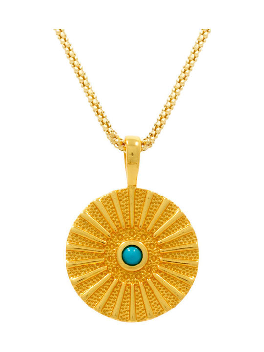 Bizoutaki Necklace From Gold Plated Silver Turquoise