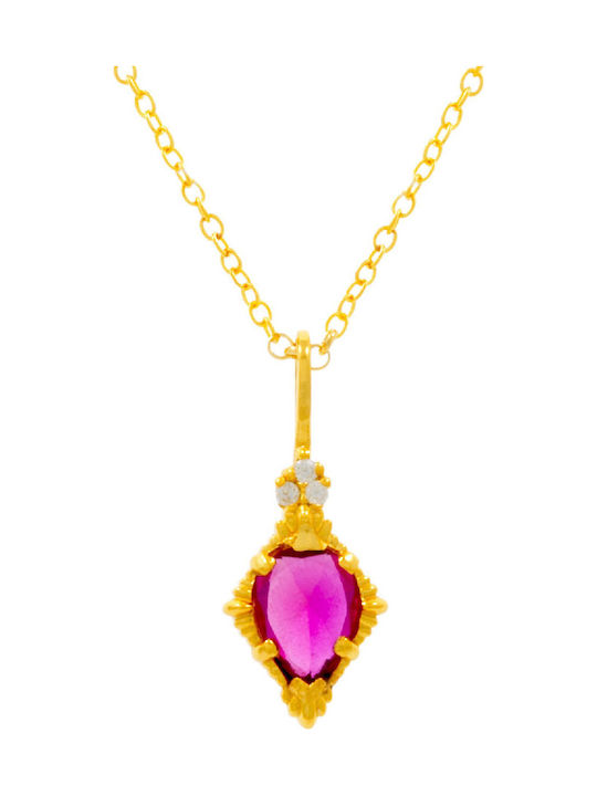 Bizoutaki Necklace From Gold Plated Silver With Zircon