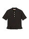 Women's Short Sleeve Polo Blouse Black
