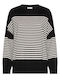 Women's Long Sleeve Striped Black Sweater