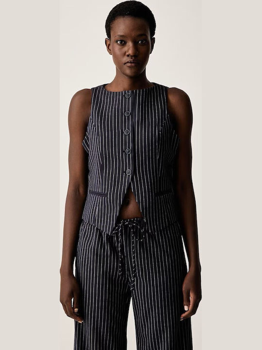 Women's Sleeveless Striped Dark Blue