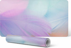 Non-Slip Vinyl Pastel Feather Desk Pad 90x45 Cm