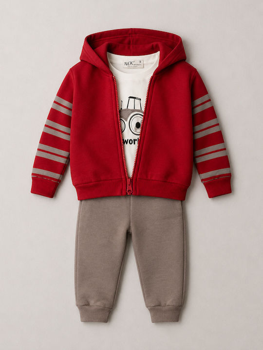 Nek Kids Wear Детски комплект анцуг Червен 3 бр.