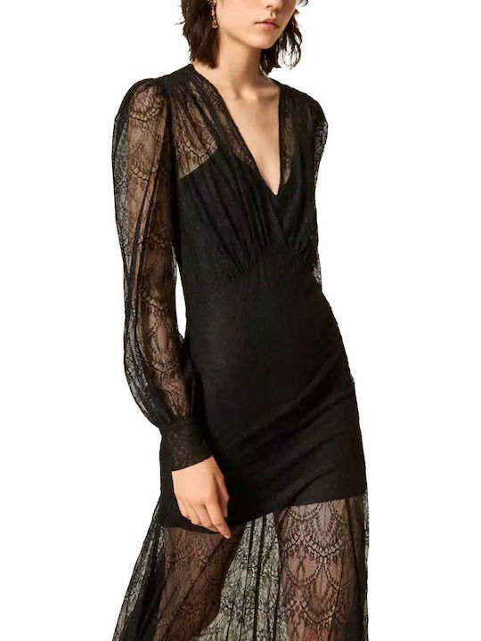Maxi Abendkleid Mit Spitze Schwarz