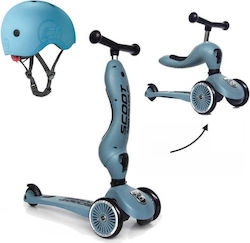 Scoot & Ride Highwaykick 1 & Helmet S Steel for 5+ Years Blue
