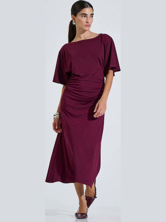 Bill Cost Summer Midi Shirt Dress Burgundy