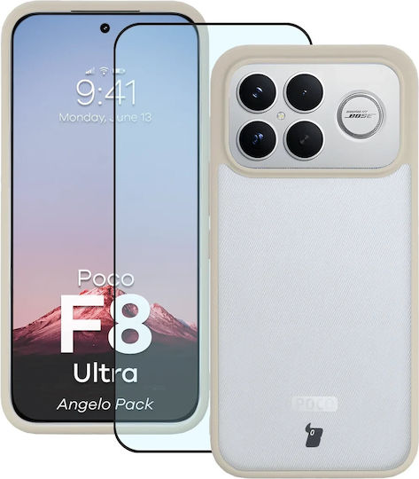 Bizonmobile Kit De Protecție 2 În 1 Bizon Angelo Husa Bizon Glass Edge Folie De Protecție Din Sticlă Tempered Compatibilă Xiaomi Poco F8 Ultra Bej