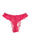Cotton Women's String with Lace Burgundy