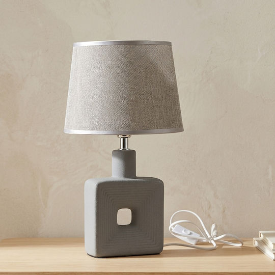 Keskor Ceramic Table Lamp for E27 Fitting with Grey Shade and Base