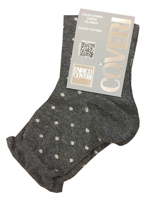 Enrico Coveri Women's Socks with Grey Polka Dot Patterns