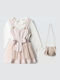 Girls Polka Dot Dungarees Set with Top White, Pink