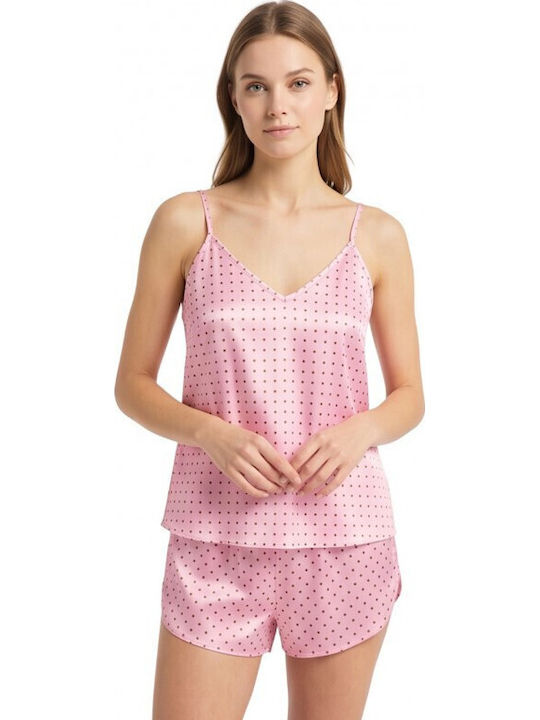 Jumelles Summer Babydoll Pink With Brown Polka Dots