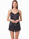 Jumelles Sommer Babydoll Schwarz Mit Weißem Punkte