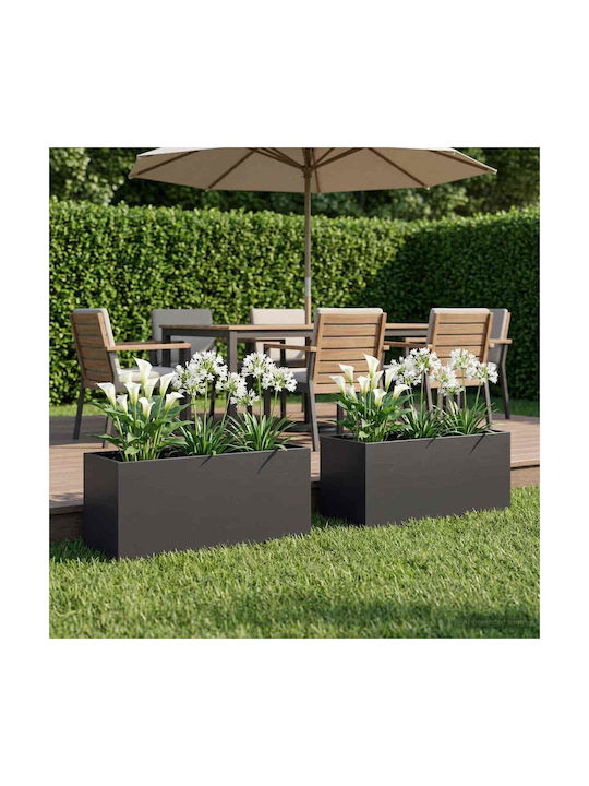 vidaXL Garden Set 2 Metallic Black Flower Pots 40cm