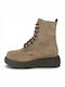 Leder Damen Stiefeletten Beige