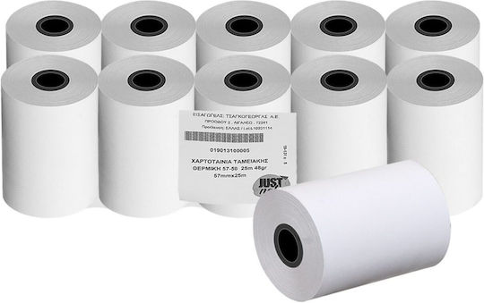 Thermische Kassenbons mit Länge 25m 48g/m² 10 Stück