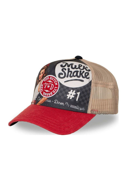 Von Dutch "milk Shake #1" Камионджия Кап One Size Червено Черно Бежово