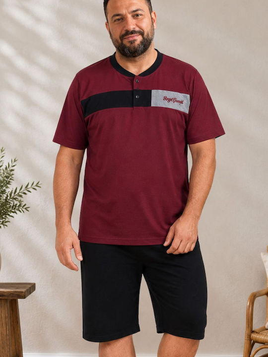 Rimoli Plus Size Summer Men's Cotton Pyjamas Burgundy