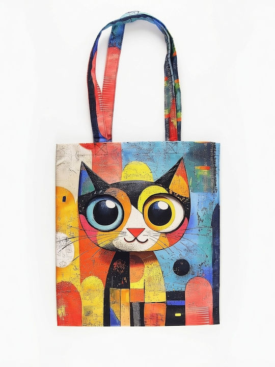 Inspiral Tree Tote Einkaufstasche Schulter Baumwollstoff Mehrfarbiges Kätzchen